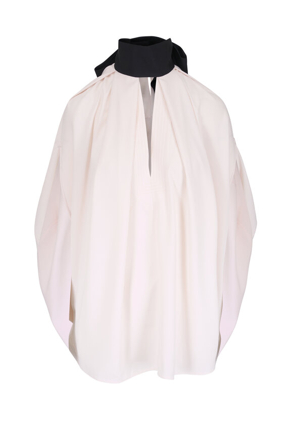 Lanvin Cream Knotted Loose Fit Crepe Top - view 1