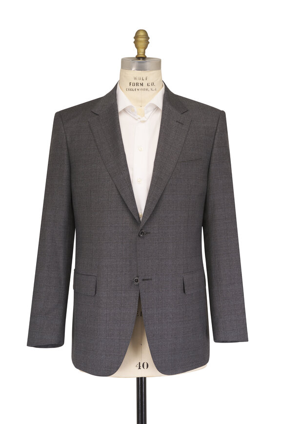 Canali Gray Tonal Windowpane Wool Suit - view 2