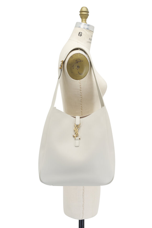 Saint Laurent - Large Le 5A7 Cream Leather Shoulder Hobo