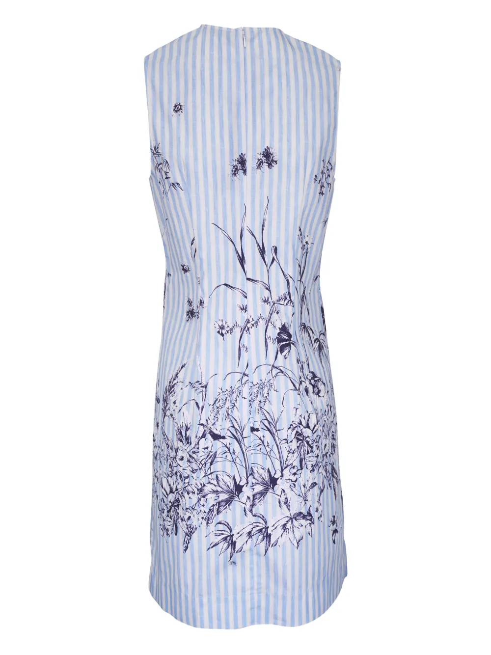 Lela Rose - Kelly Blue & White Stripe Floral Poplin Dress