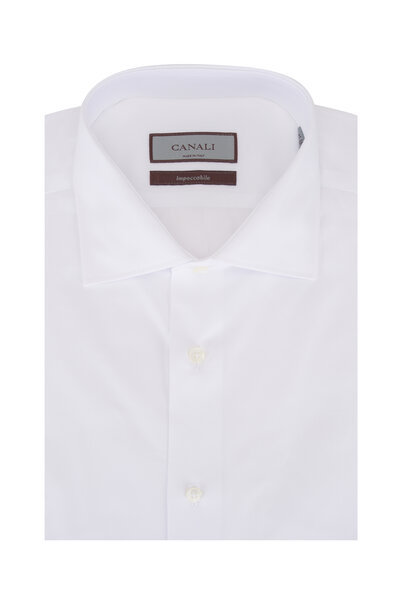 canali white dress shirt Canali Men's Solid Dress Shirt - White