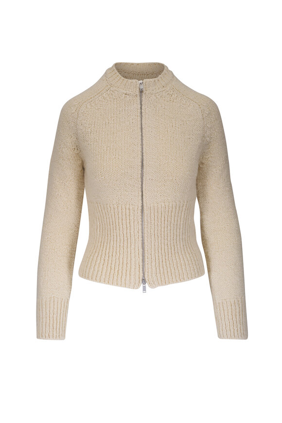 Jil Sander - Chalk Irregular Textured Wool Zip Cardigan