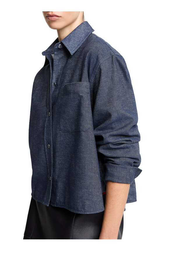 Vince Indigo Chambray Crop Button Up Shirt - view 4
