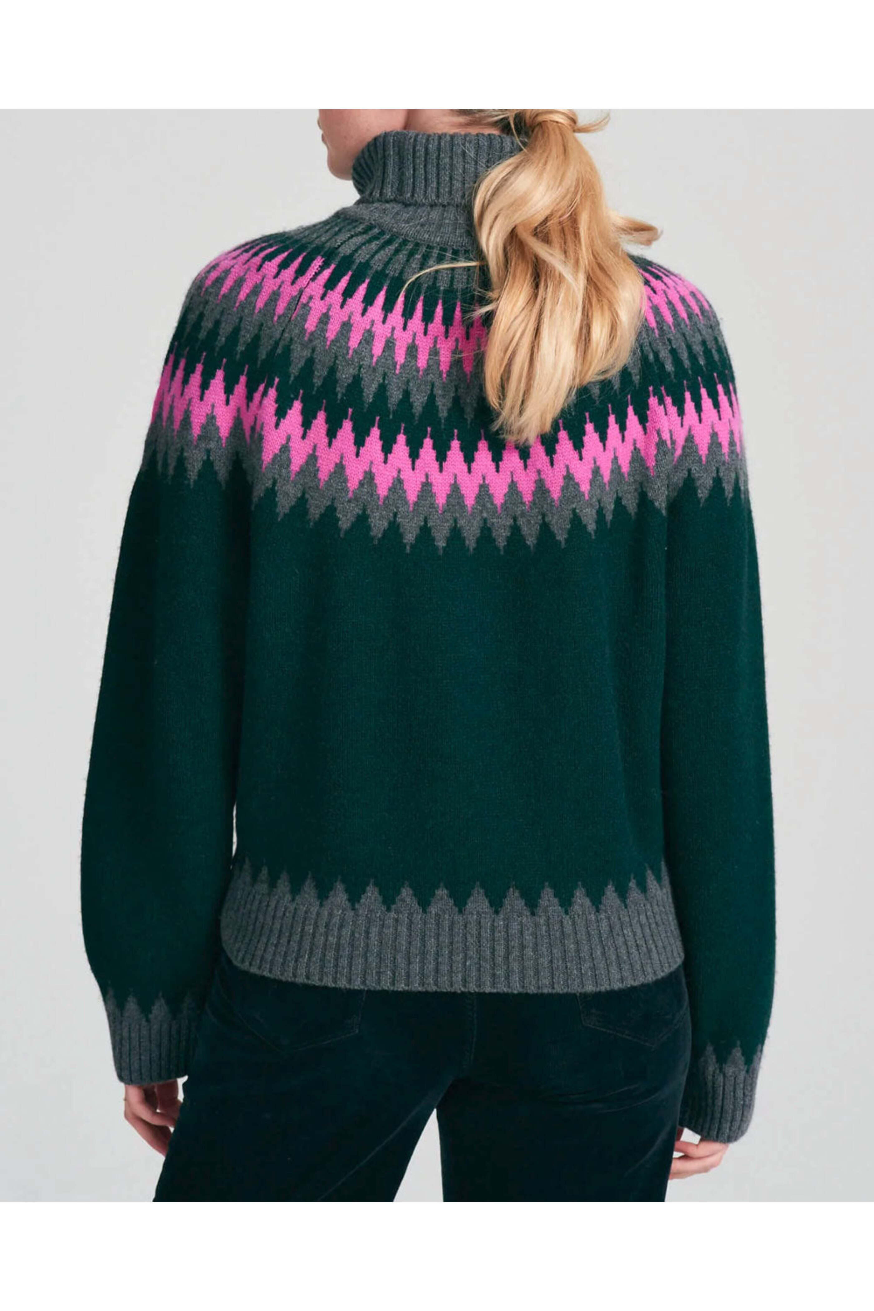 Jumper 1234 - Shadow Nordic Yoke Cashmere Roll Collar