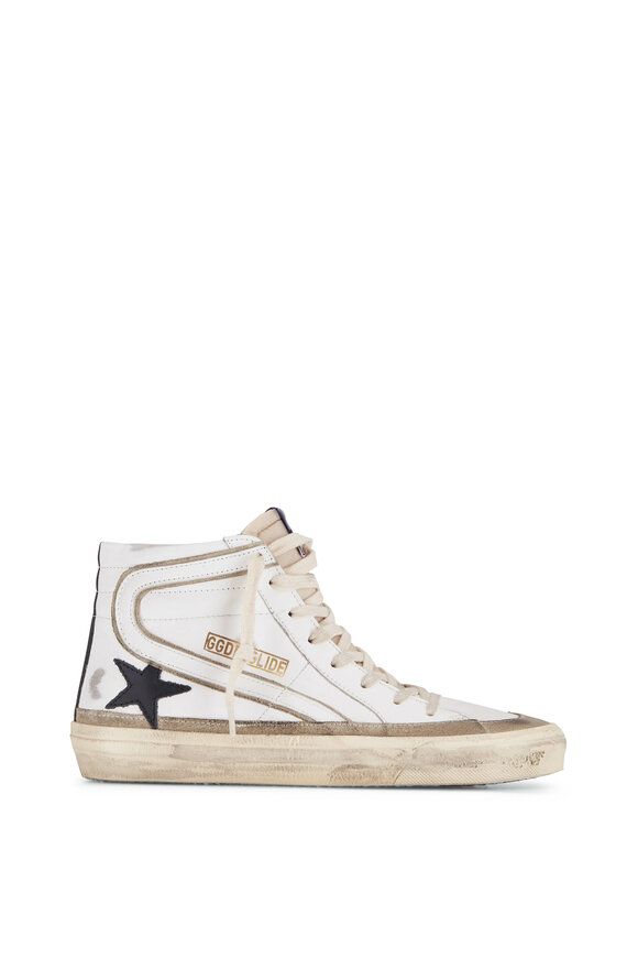 Golden Goose - Slide White Leather Wave High-Top Sneaker