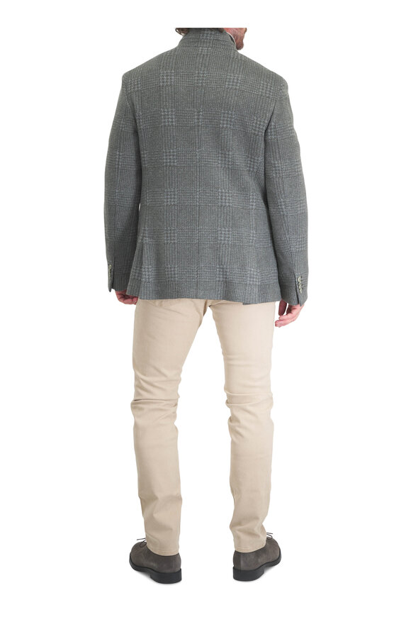Fedeli Green Bi Color Waffle Knit Quarter Zip - view 3