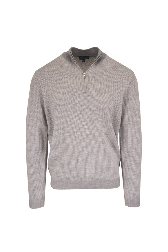 Peter Millar Crown Crafted Gray Wool Quarter Zip Sweater - view 1