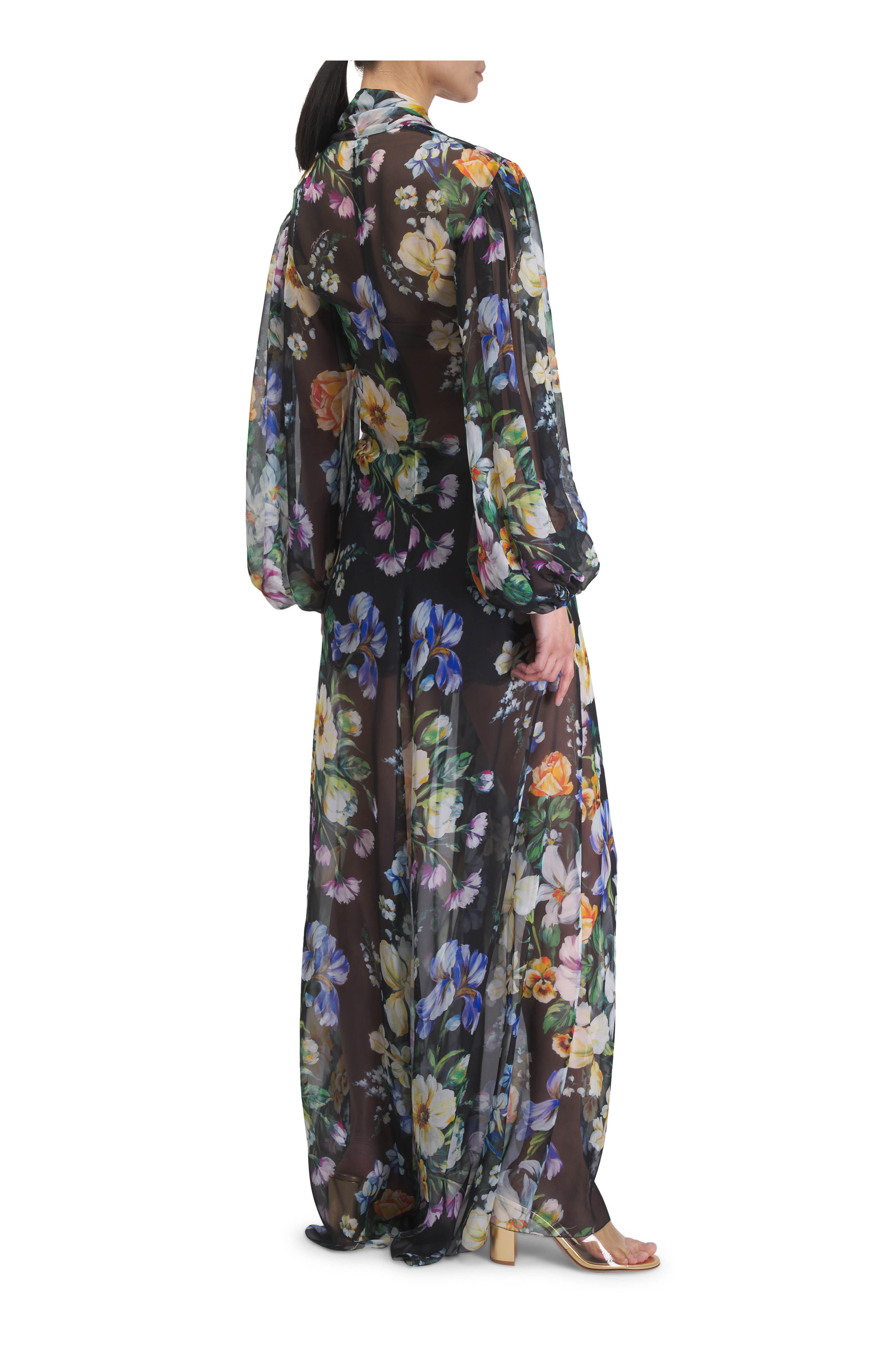 Dolce & Gabbana - Multicolor Floral Print Silk Chiffon Maxi