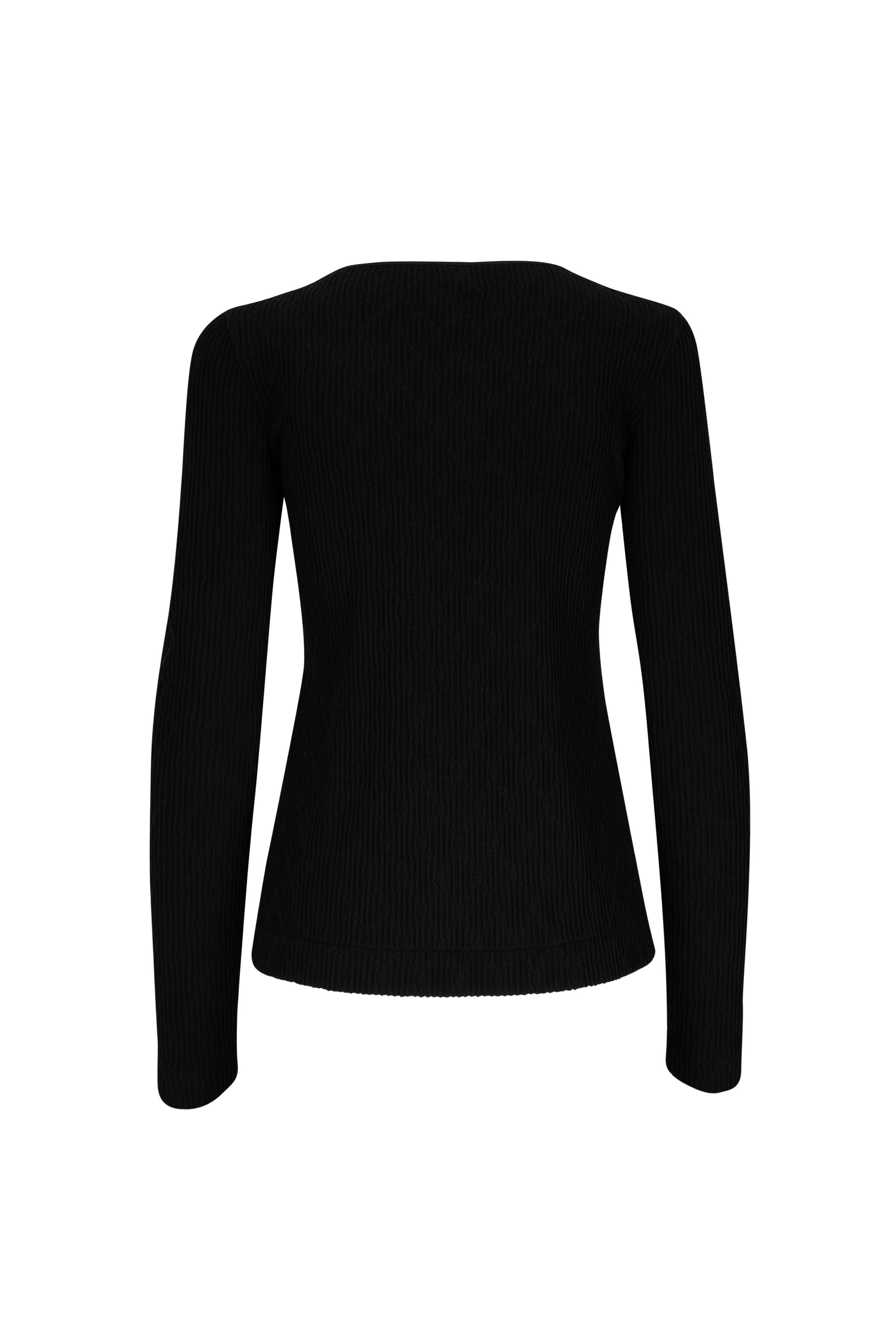 Giorgio Armani - Black Textured Jersey Jacquard Sweater