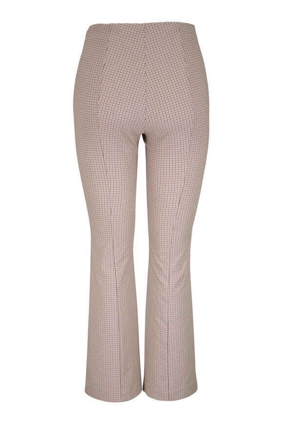 Vince Niki Oak Buff Check Plaid Mid-Rise Crop Flare Pant - view 2