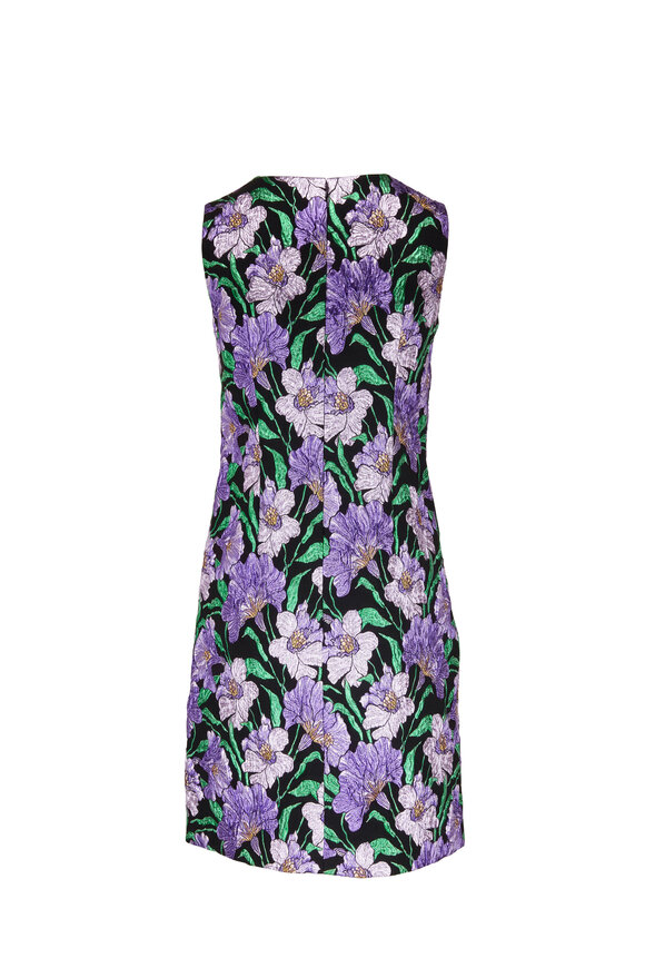 Carolina Herrera - Purple Floral Sleeveless Shift Dress 