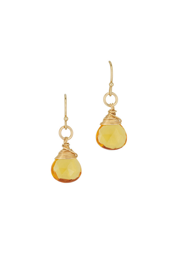 Cristina V. Small Wire Wrap Citrine Earrings