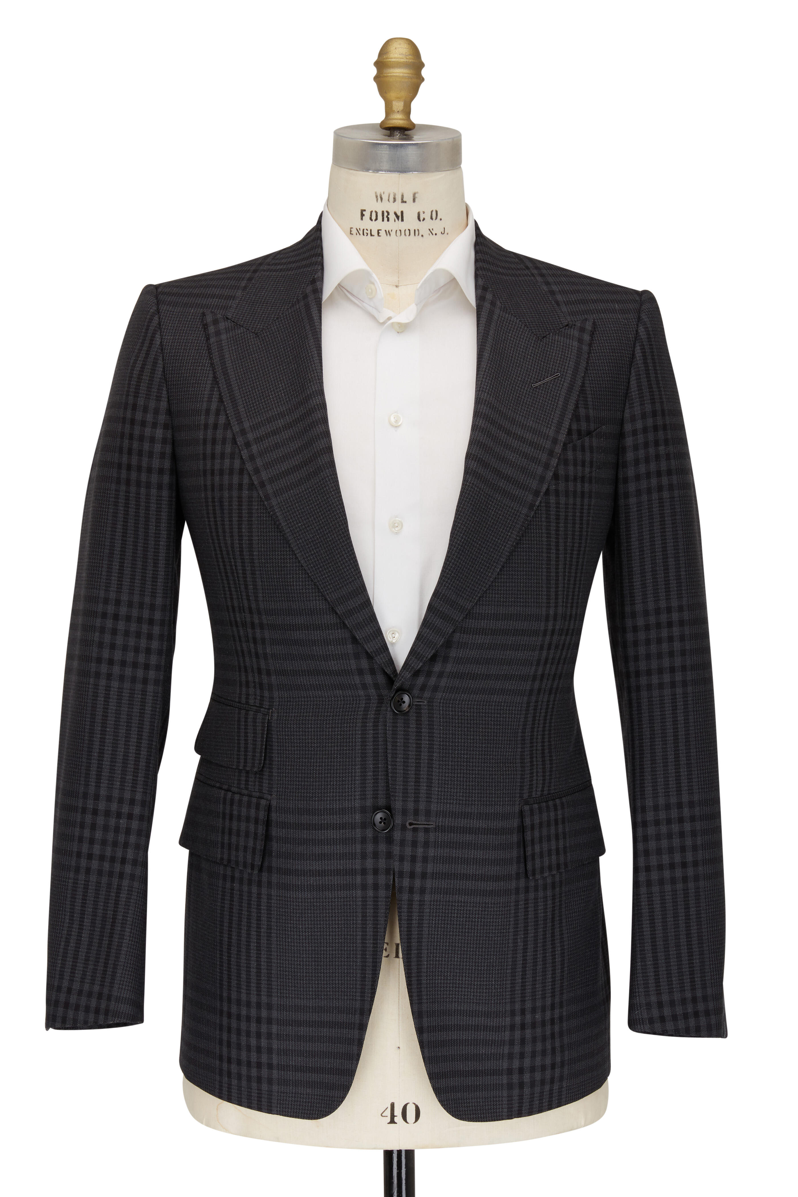 Tom Ford - Shelton Dark Gray Plaid Wool & Mohair Sportcoat