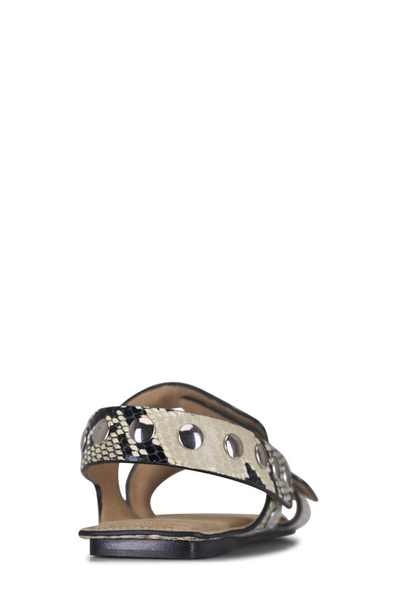 Khaite Boden Neutral & Silver Leather Studded Sandal - view 5