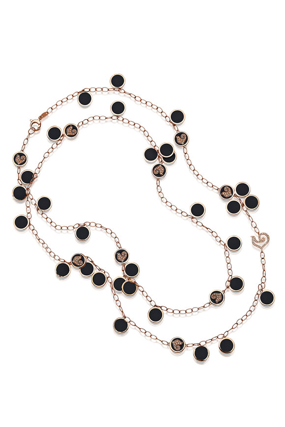 Chantecler Black Enamel Long Chain Necklace