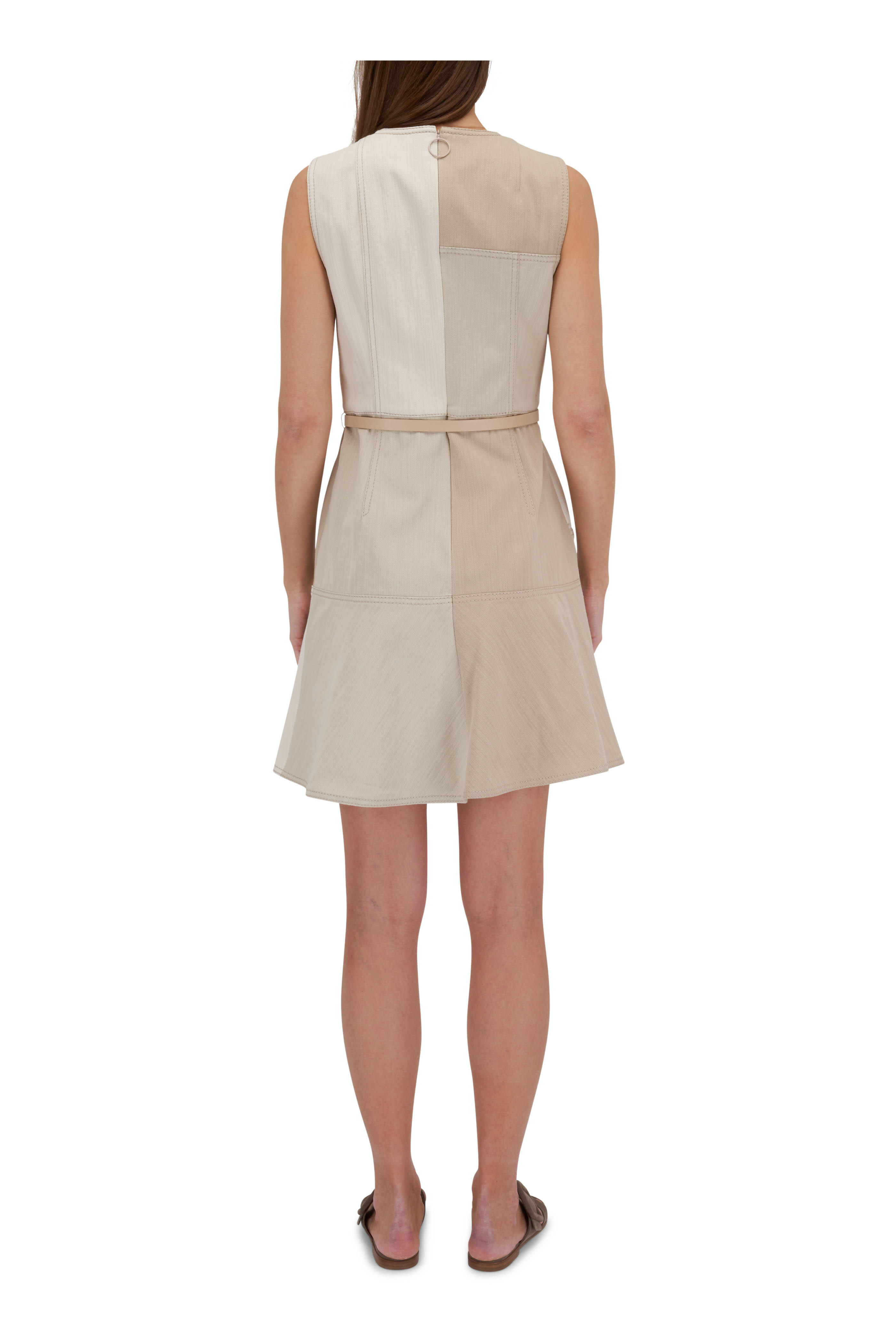 Akris Punto - Washed Denim Batchwork Belted Mini Dress