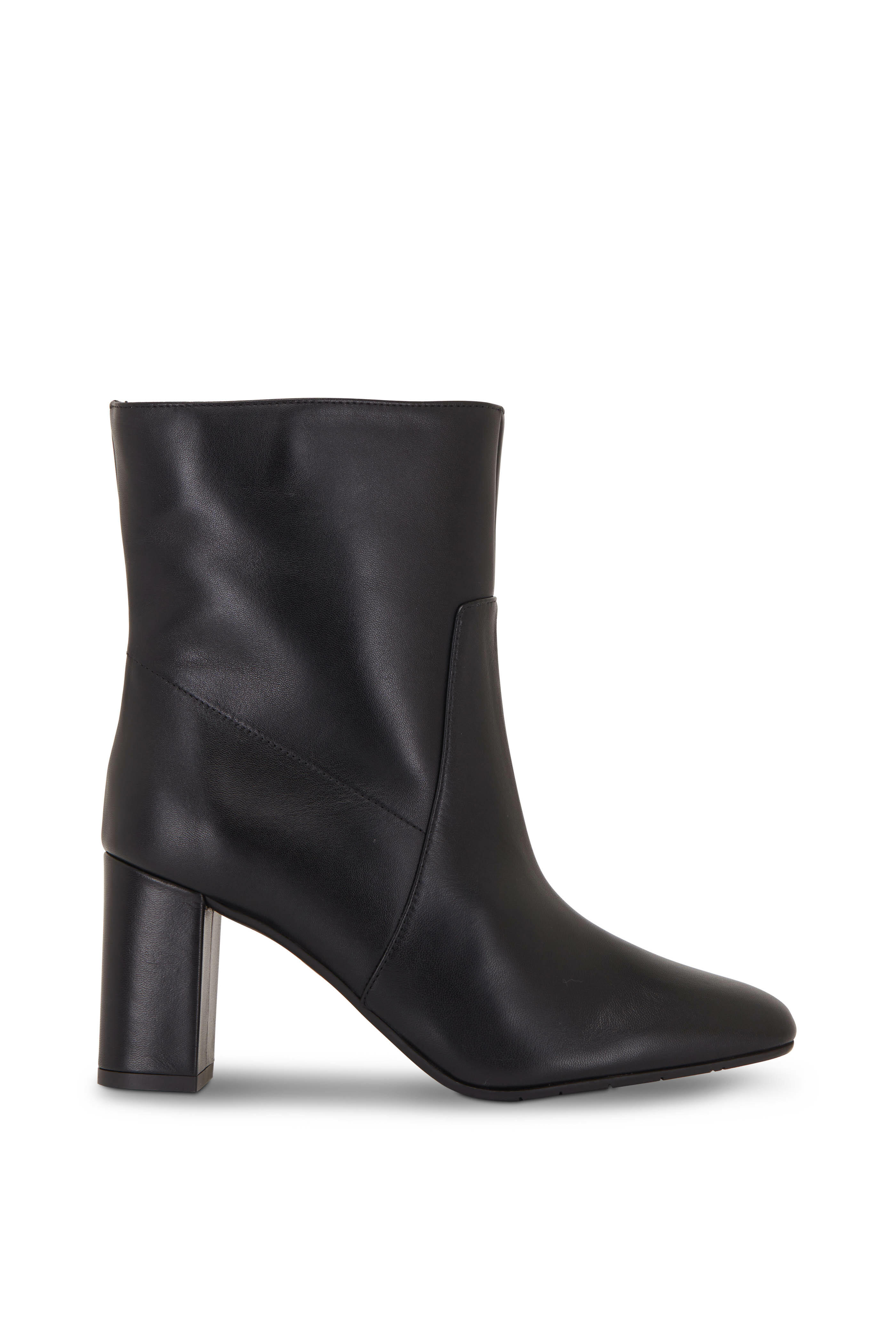 Aquatalia Luzio Black Leather Ankle Boot 75mm