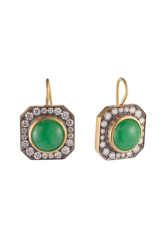 Sylva & Cie 18k Yellow Gold Jade & Diamond Earring - view 1