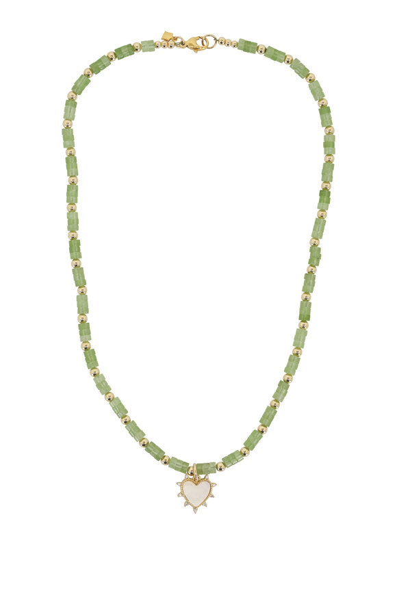 Cristina V. Petite Moss Green Heart Barrel Necklace