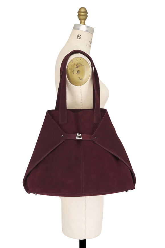 Akris Medium Ai Burgundy Suede Shoulder Tote - view 7