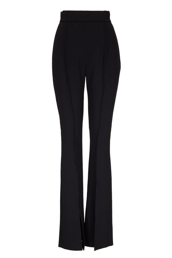 Carolina Herrera - Black High-Waist Front Slit Pant