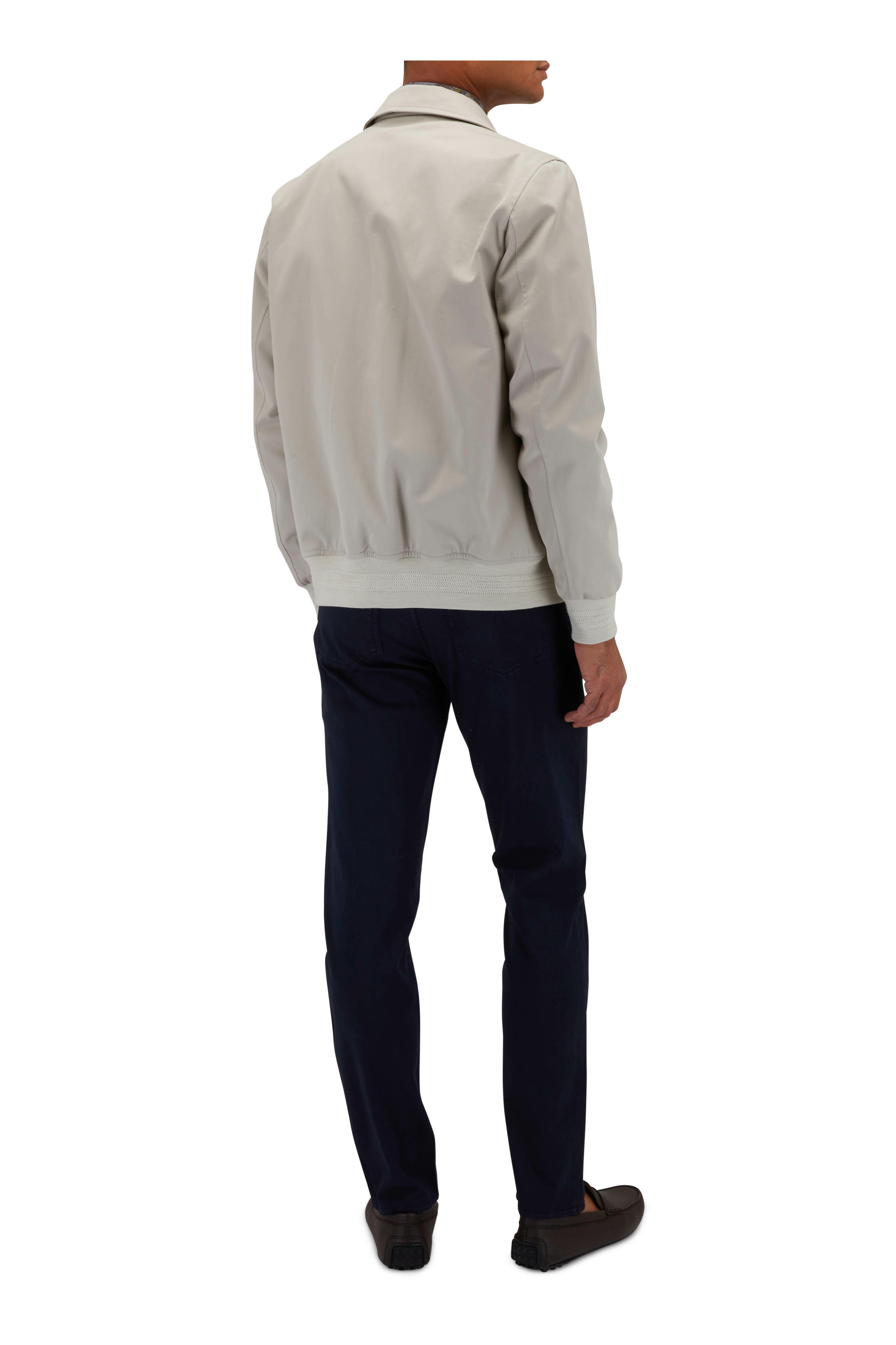 Isaia - Stone 2-Ply Cotton Varsity Jacket | Mitchell Stores