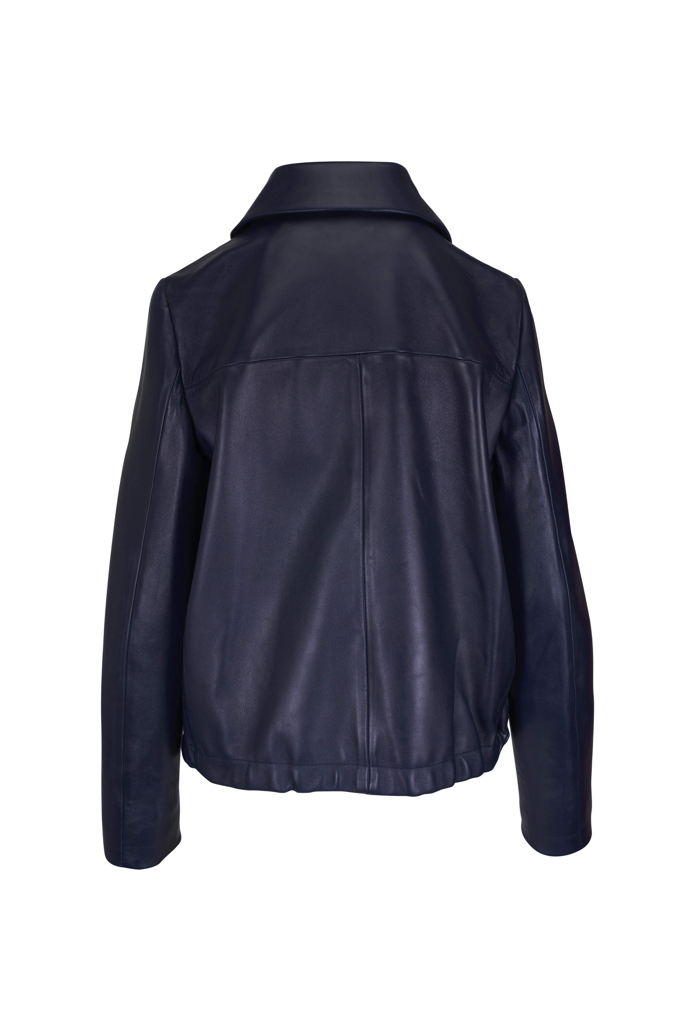 Khaite - Jackson Navy Blue Leather Jacket