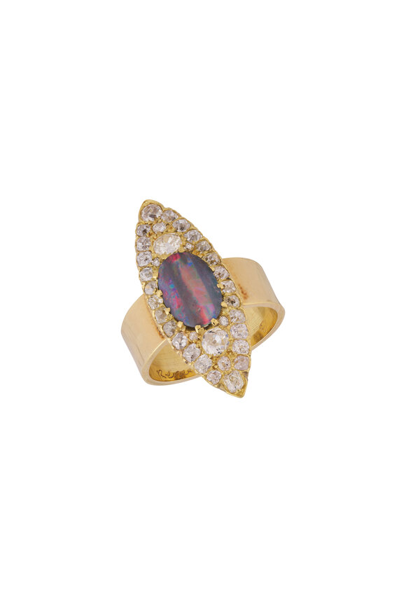 Renee Lewis 18k Two Toned Diamond & Black Opal Ring