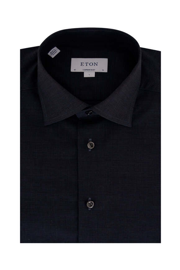 Eton - Navy Check Cotton Dress Shirt 