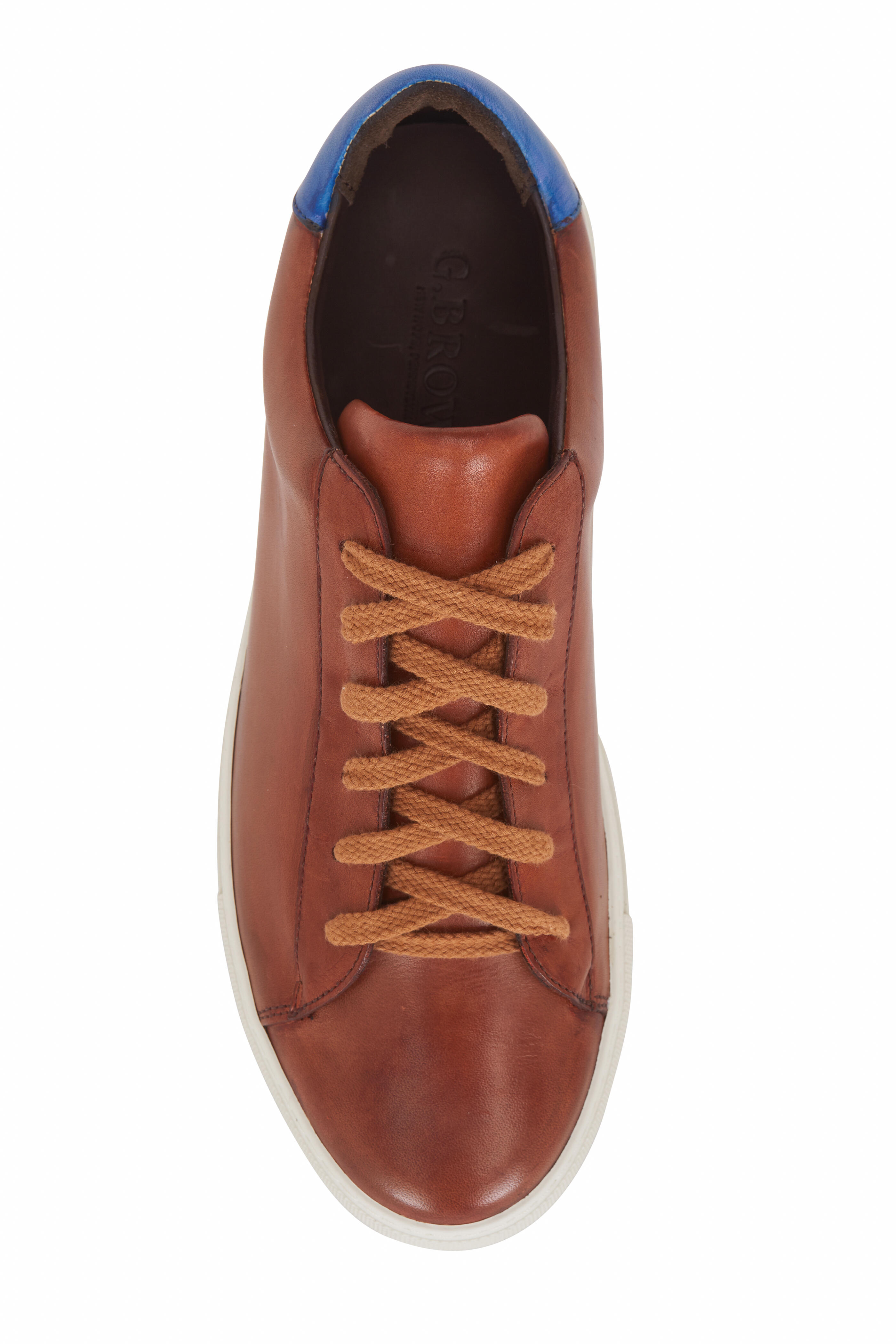 G Brown - Court Tan & Blue Leather Sneaker