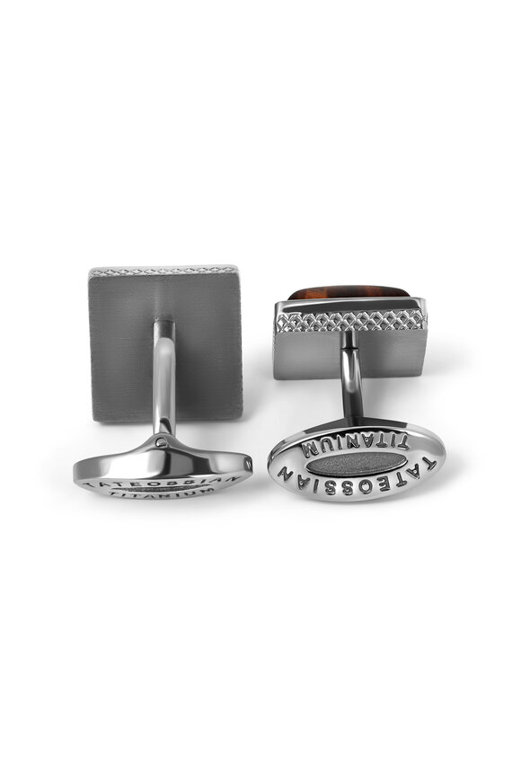 Tateossian - Titanium Red Tiger Eye Classic Cufflinks