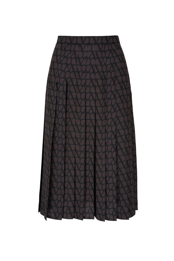 Valentino - Brown & Black VLogo Silk Skirt