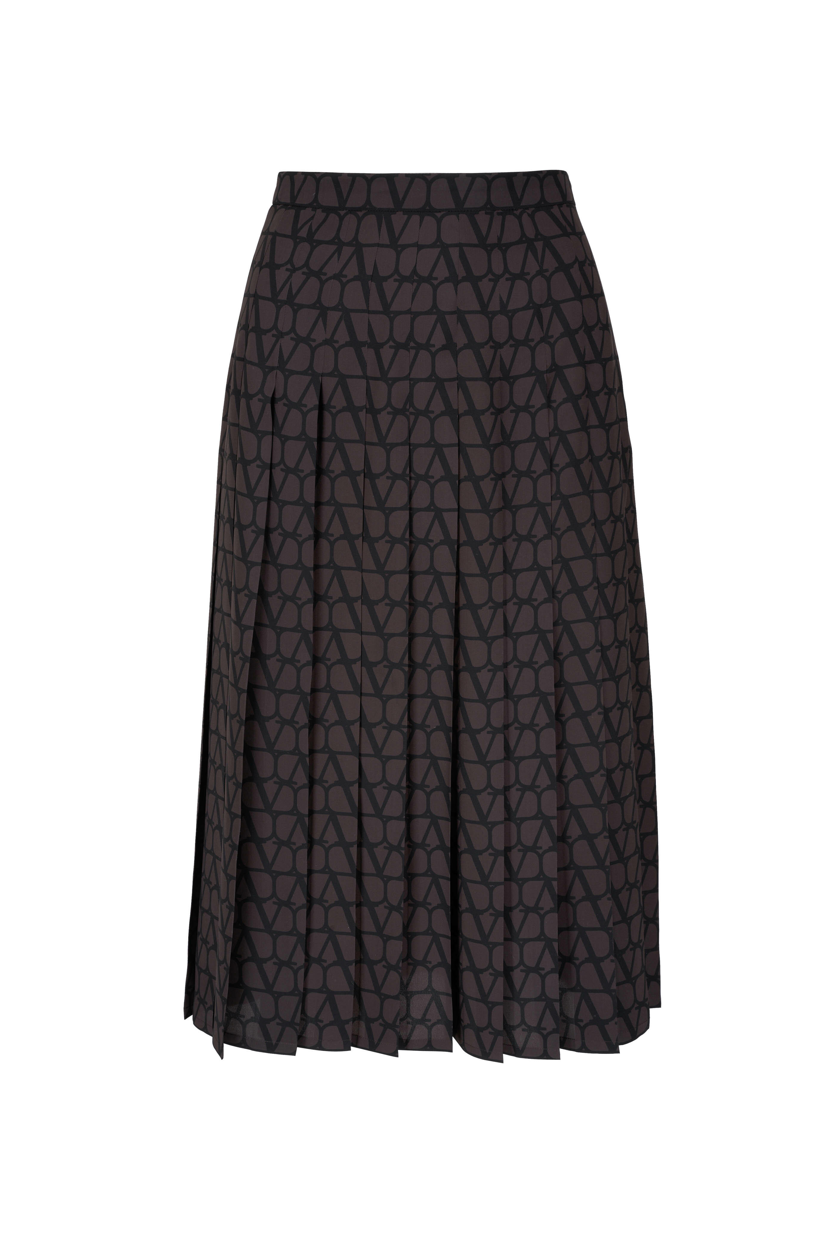 Valentino - Brown & Black VLogo Silk Skirt | Mitchell Stores