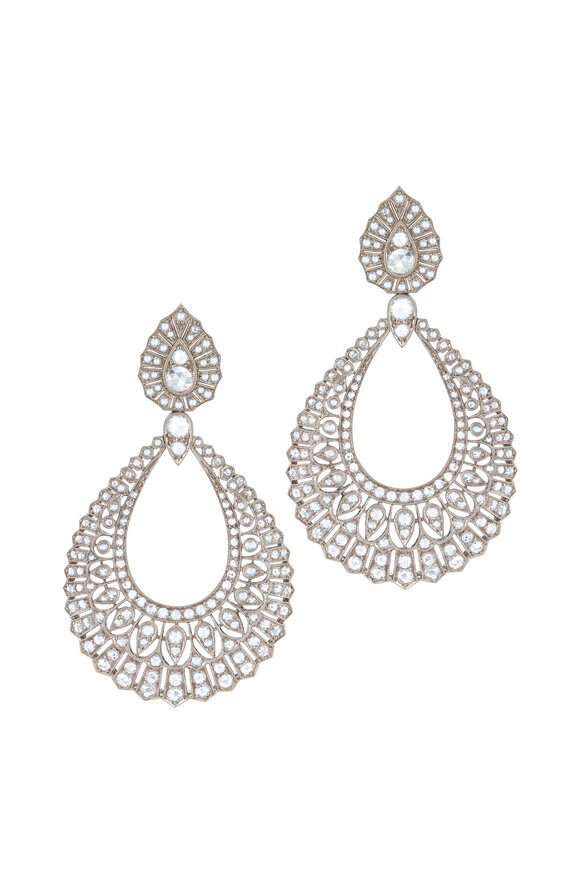 Kwiat - Vintage White Gold Diamond Dangle Earrings