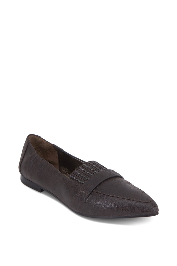 Brunello Cucinelli - Exclusively Ours! Graphite Leather Monili Flat
