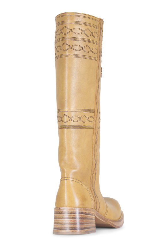 Miu Miu Light Tan Embroidered Leather Boot, 50mm - view 4
