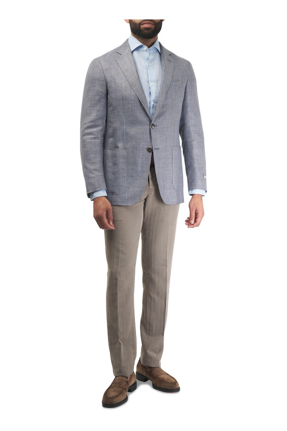 PT Torino - Tan Herringbone Flat Front Pant