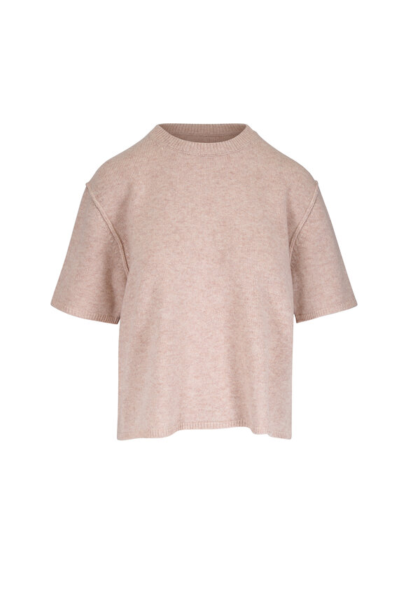 Majestic Ecru Wool Short Sleeve Crewneck Top - view 1