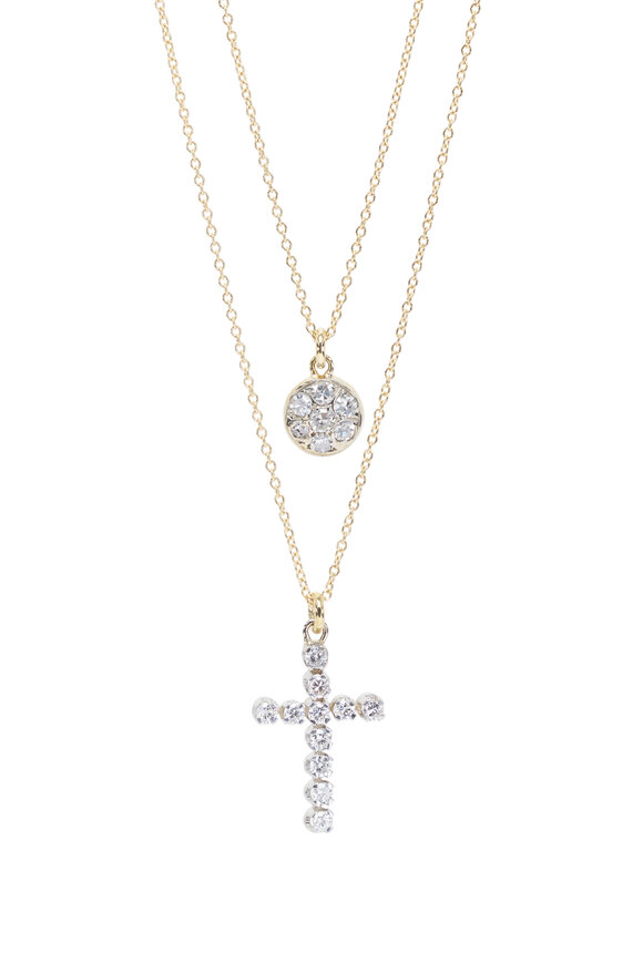 Renee Lewis Diamond Circle & Cross Two Chain Necklace - view 2