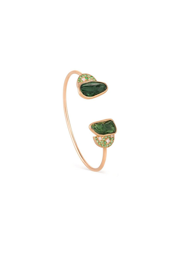 Clara Chehab Sienna Green Double Moon Cuff Bracelet