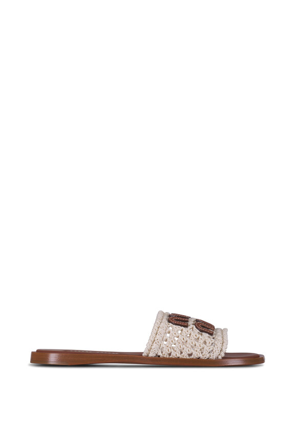 Miu Miu Ciabatte White Logo Crochet Slide - view 3