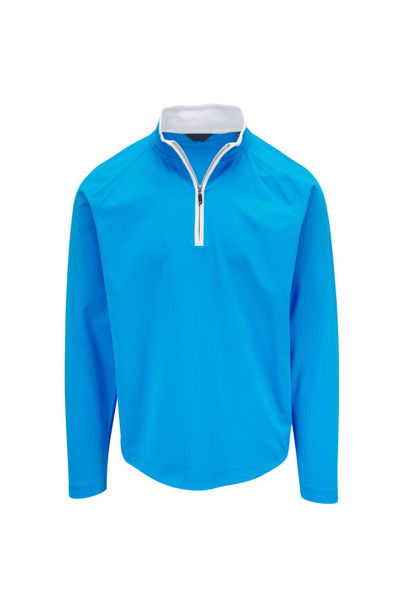 Deke Blue Links Jacquard Quarter Zip Pullover