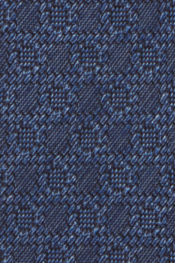 Geoff Nicholson Navy Blue Textured Wool & Silk Necktie - view 2