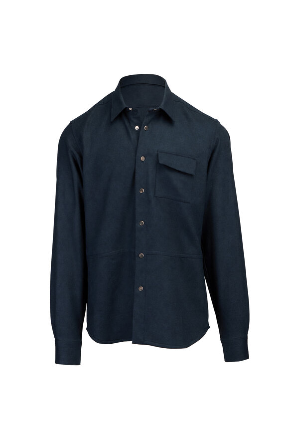 Kiton Petrol Wool Overshirt - view 1