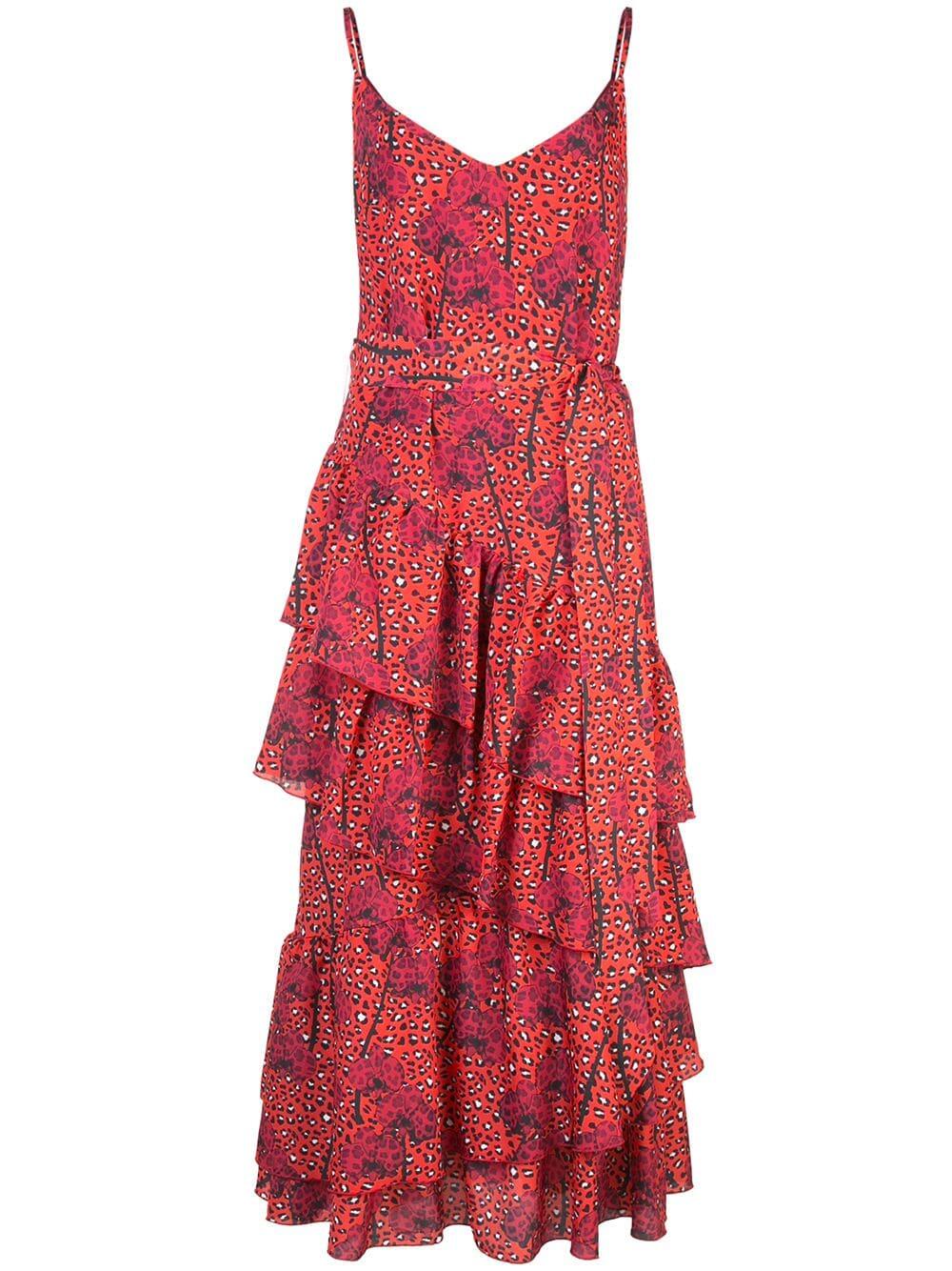Borgo De Nor - Coco Red Leopard & Orchid Printed Crêpe Dress