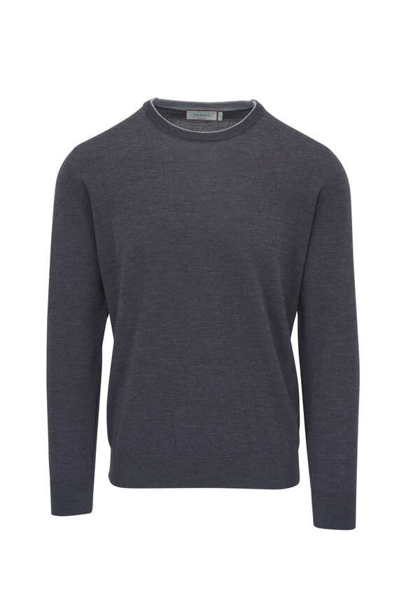 Canali - Dark Gray Wool Crewneck Sweater