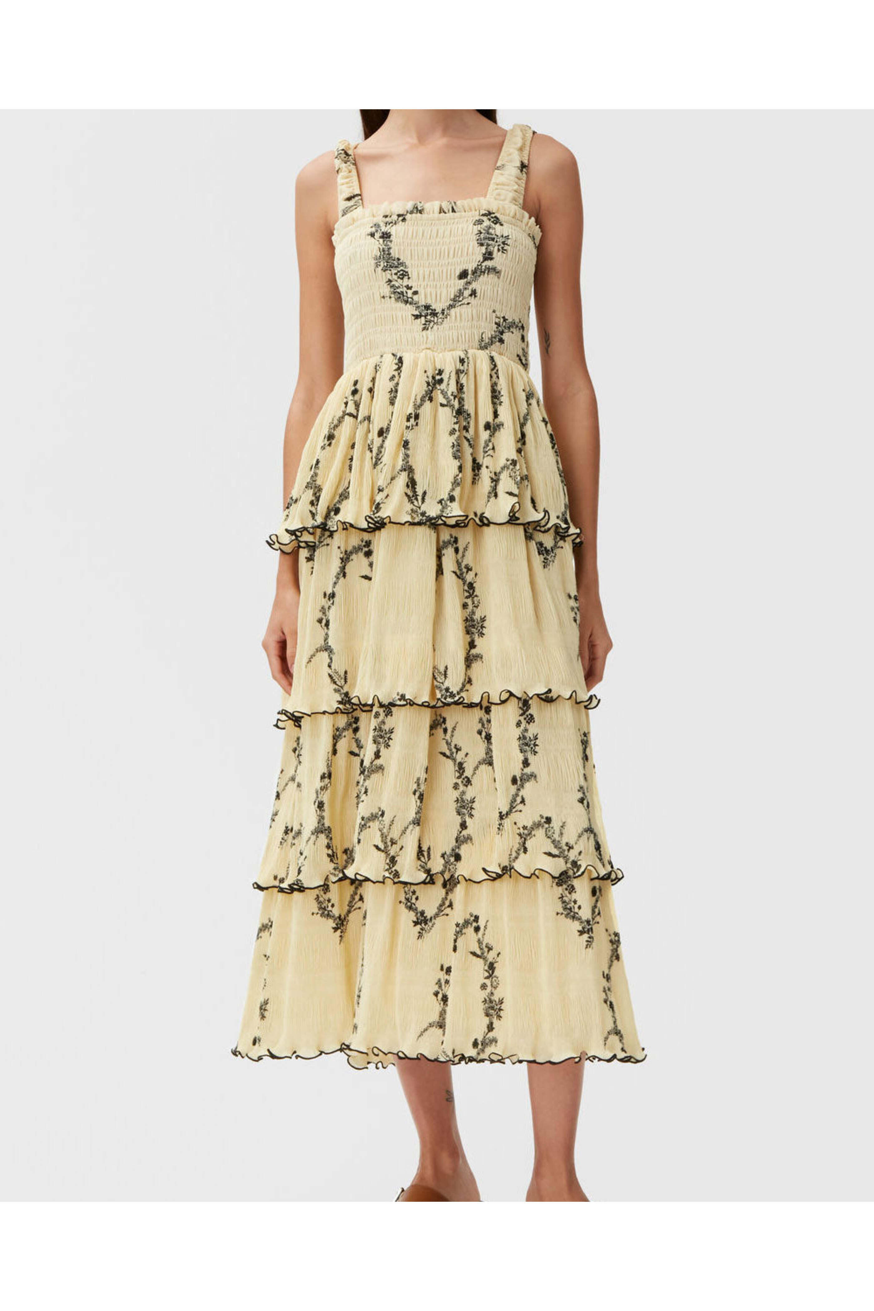 関税送料込♪GANNI/Pleated ette Midi Dress Pleated Georgette Smock Midi Dress by GANNI | Rent the Runway