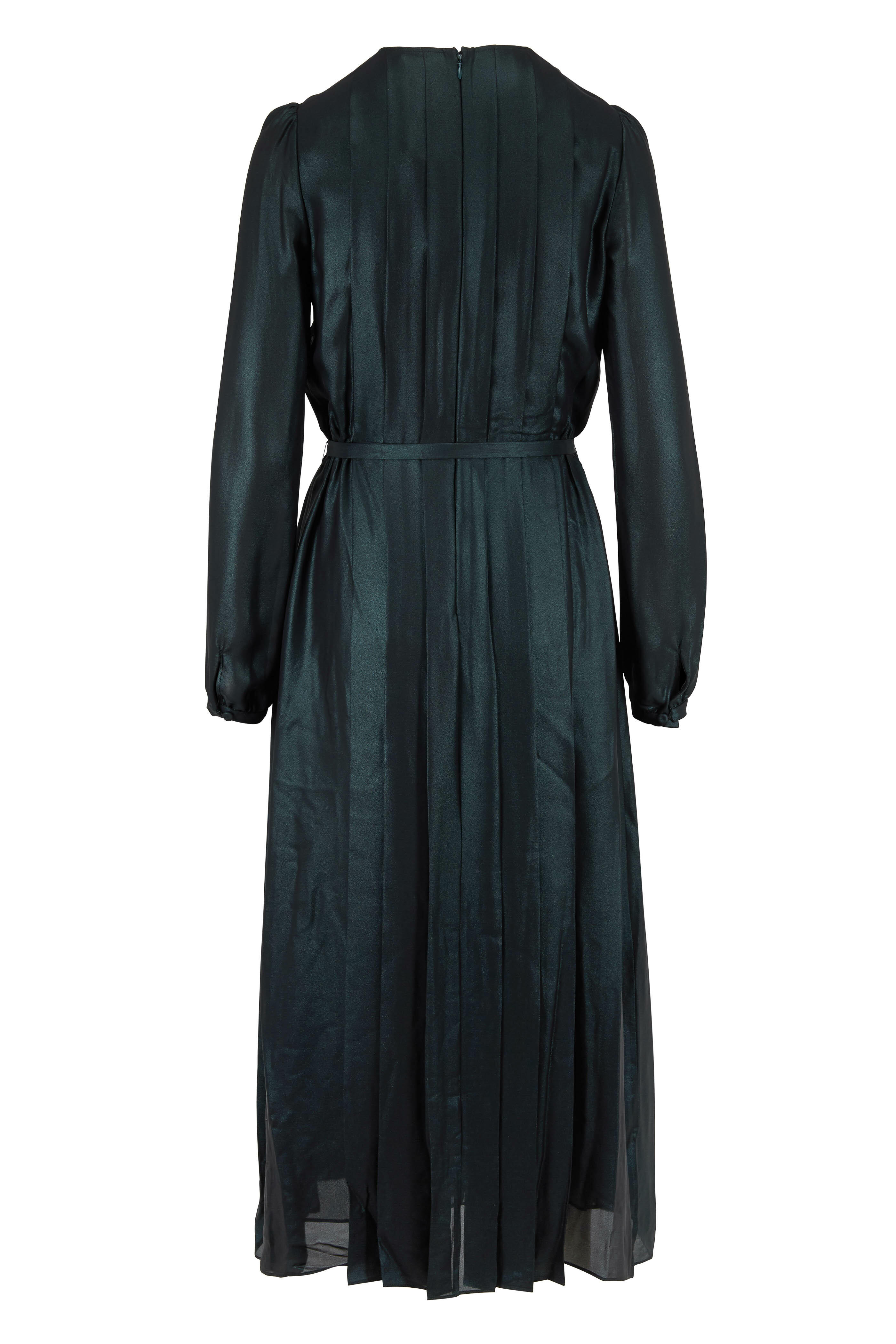 Gabriela Hearst - Adelaide Emerald Iridescent Silk Belted