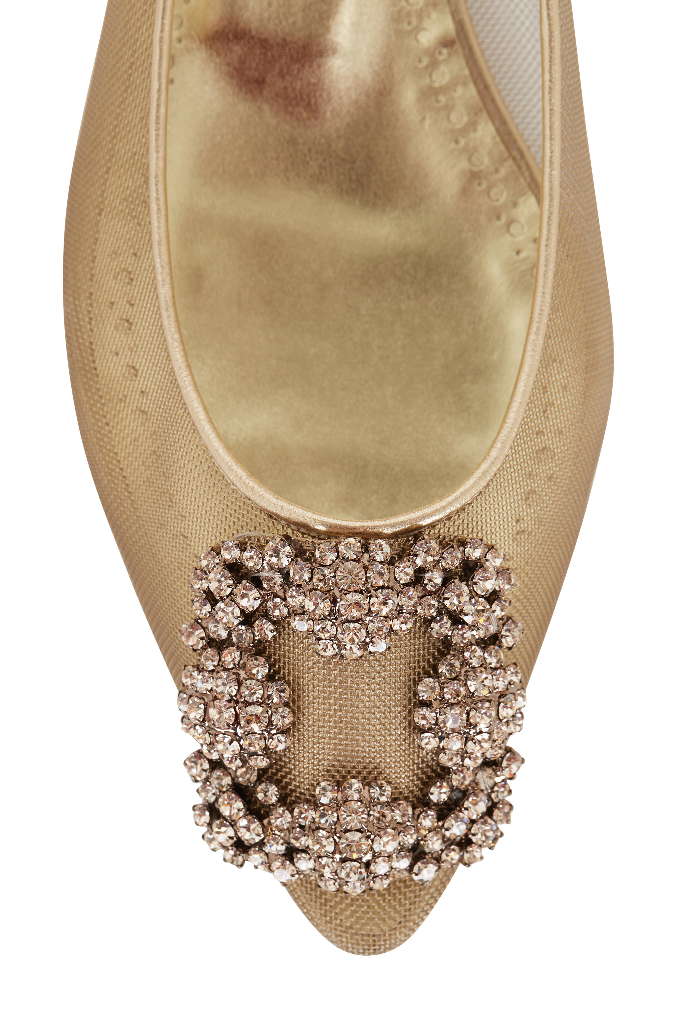Manolo Blahnik - Hangisi Gold Mesh Jewel Buckle Flat