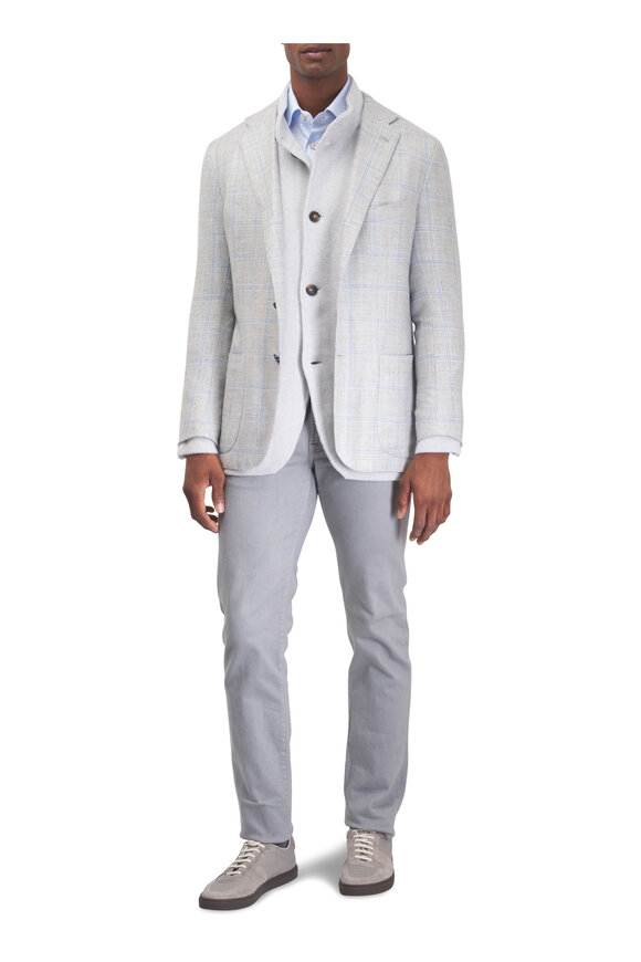 Kiton Blue Check Cotton Dress Shirt  - view 4